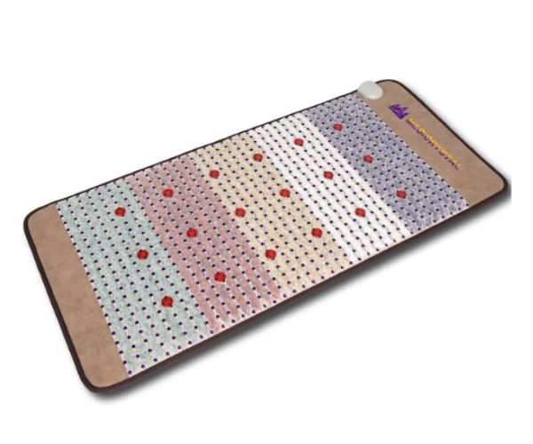 MediCrystal 5-Crystals Far Infrared Mat 48"L x 22"W - 18 Photon Red NIR MIR Lights - 6 Quadrupole Static Magnets - Bio Stimulation Therapy for Back Pain - Medium Flexible 86-158°F FIR Heating Pad